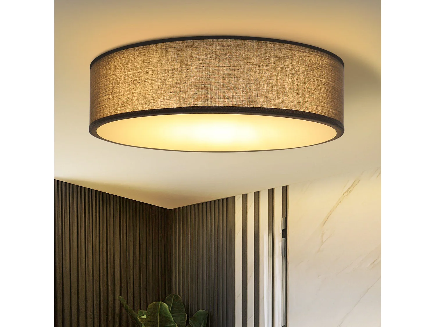 NETTLIFE lampa sufitowa 30CM E27 okrągła szara tkanina 1 żarówki nowoczesna lampa do sypialni maks. 40w do salonu kuchnia przedpokój