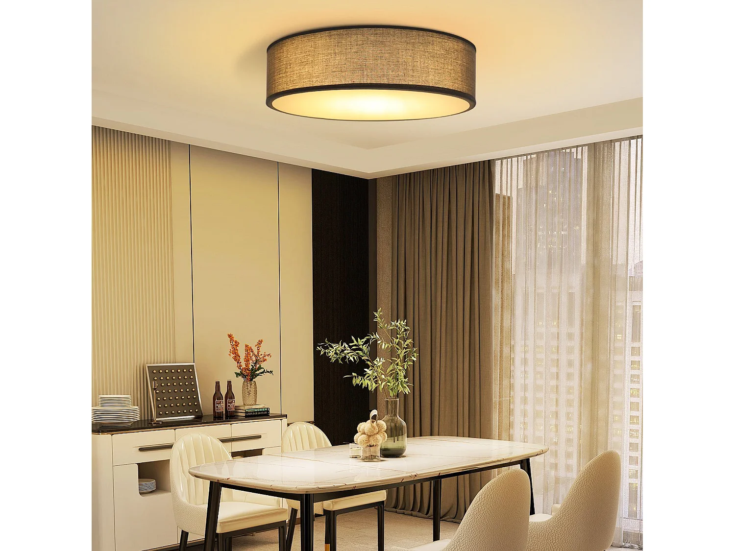 NETTLIFE lampa sufitowa 30CM E27 okrągła szara tkanina 1 żarówki nowoczesna lampa do sypialni maks. 40w do salonu kuchnia przedpokój