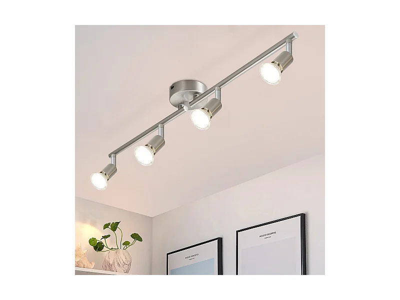 NETTLIFE 4er Moderner Wohnzimmer Deckenstrahler GU10 330° Drehbar Edelstahl Lampe für Schlafzimmer Innen (Ohne Leuchtmittel)