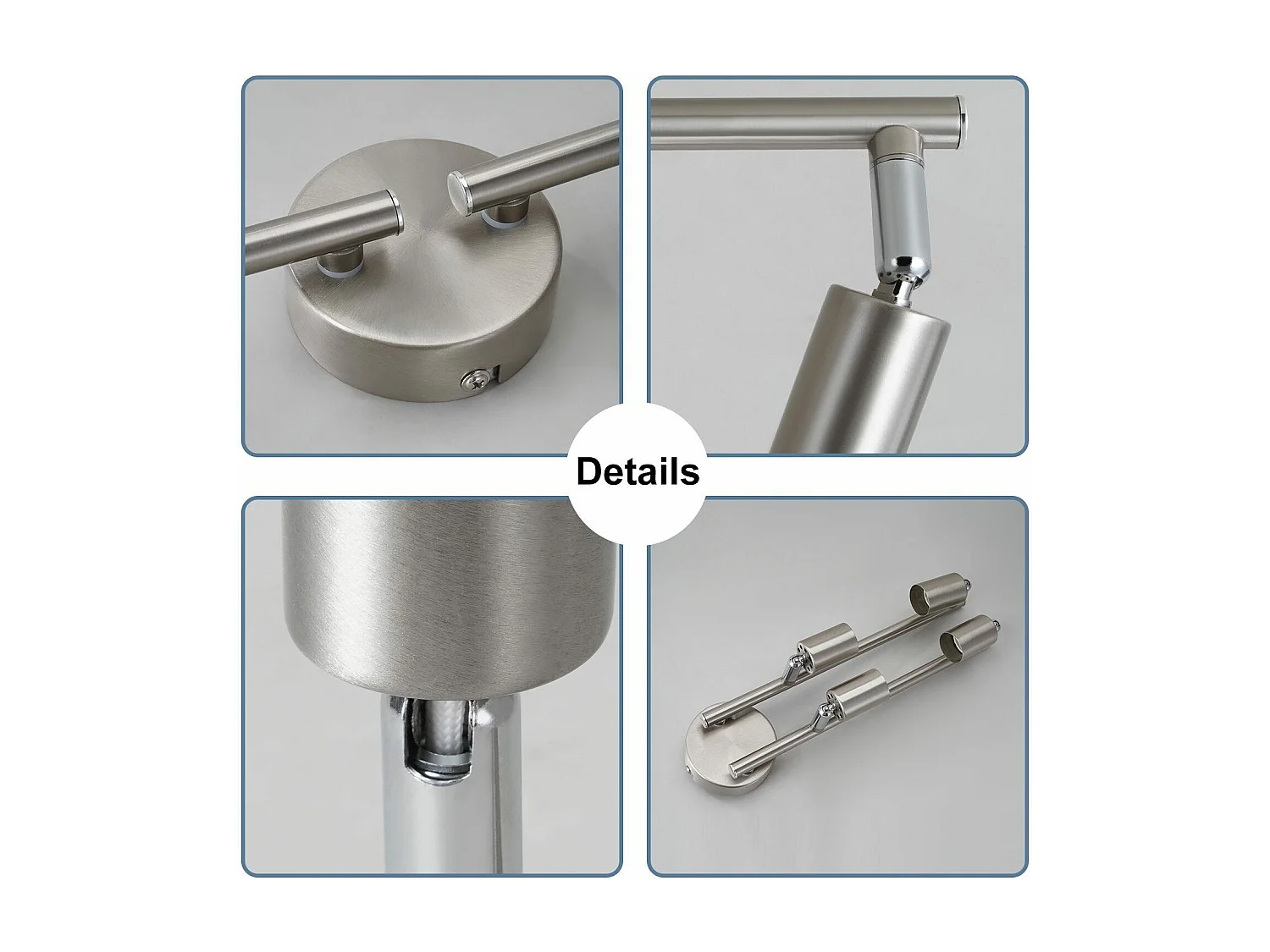 NETTLIFE Opbouwspot Plafondlamp plafondspot met 4 lichtpunten spots zilver opbouwspots L 60 cm draaibar kantelbaar GU10 fitting plafoniere excl. GU10