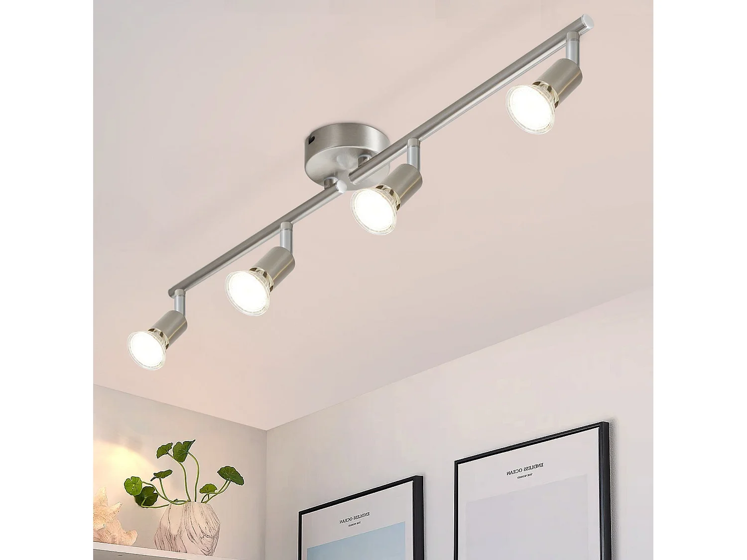 NETTLIFE 4 Nowoczesne reflektory sufitowe do salonu GU10 Obrotowa 330° Lampa ze stali nierdzewnej do sypialni w pomieszczeniach (bez żarówki)