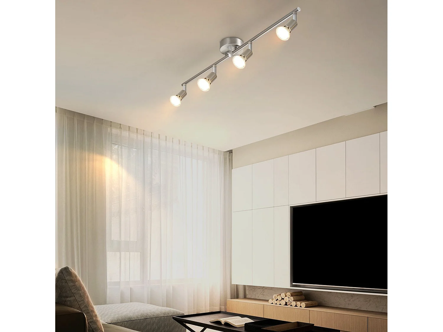 NETTLIFE 4 Nowoczesne reflektory sufitowe do salonu GU10 Obrotowa 330° Lampa ze stali nierdzewnej do sypialni w pomieszczeniach (bez żarówki)