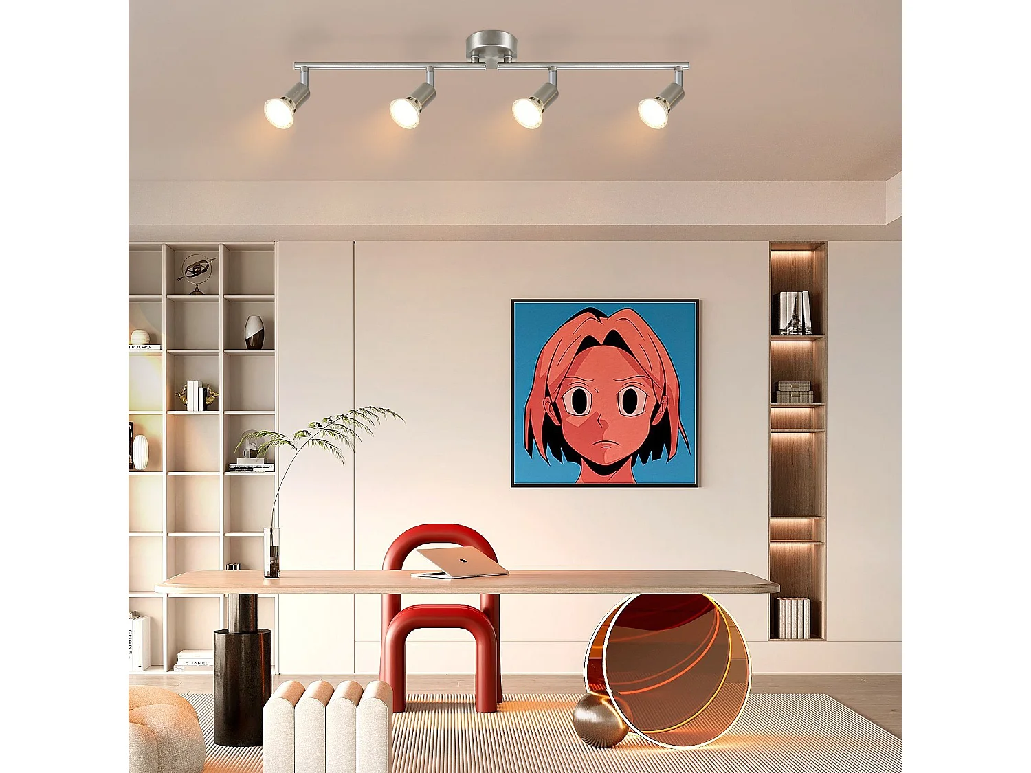 NETTLIFE 4 Nowoczesne reflektory sufitowe do salonu GU10 Obrotowa 330° Lampa ze stali nierdzewnej do sypialni w pomieszczeniach (bez żarówki)