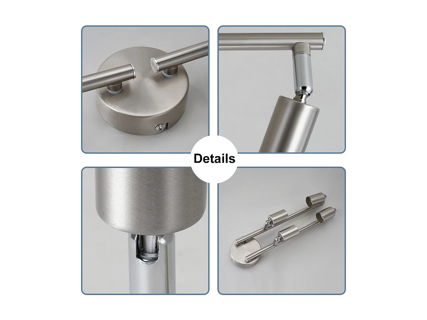 NETTLIFE 4 Spots de plafond salon moderne GU10 pivotant à 330° lampe rotative en acier inoxydable pour chambre intérieur (sans ampoule)