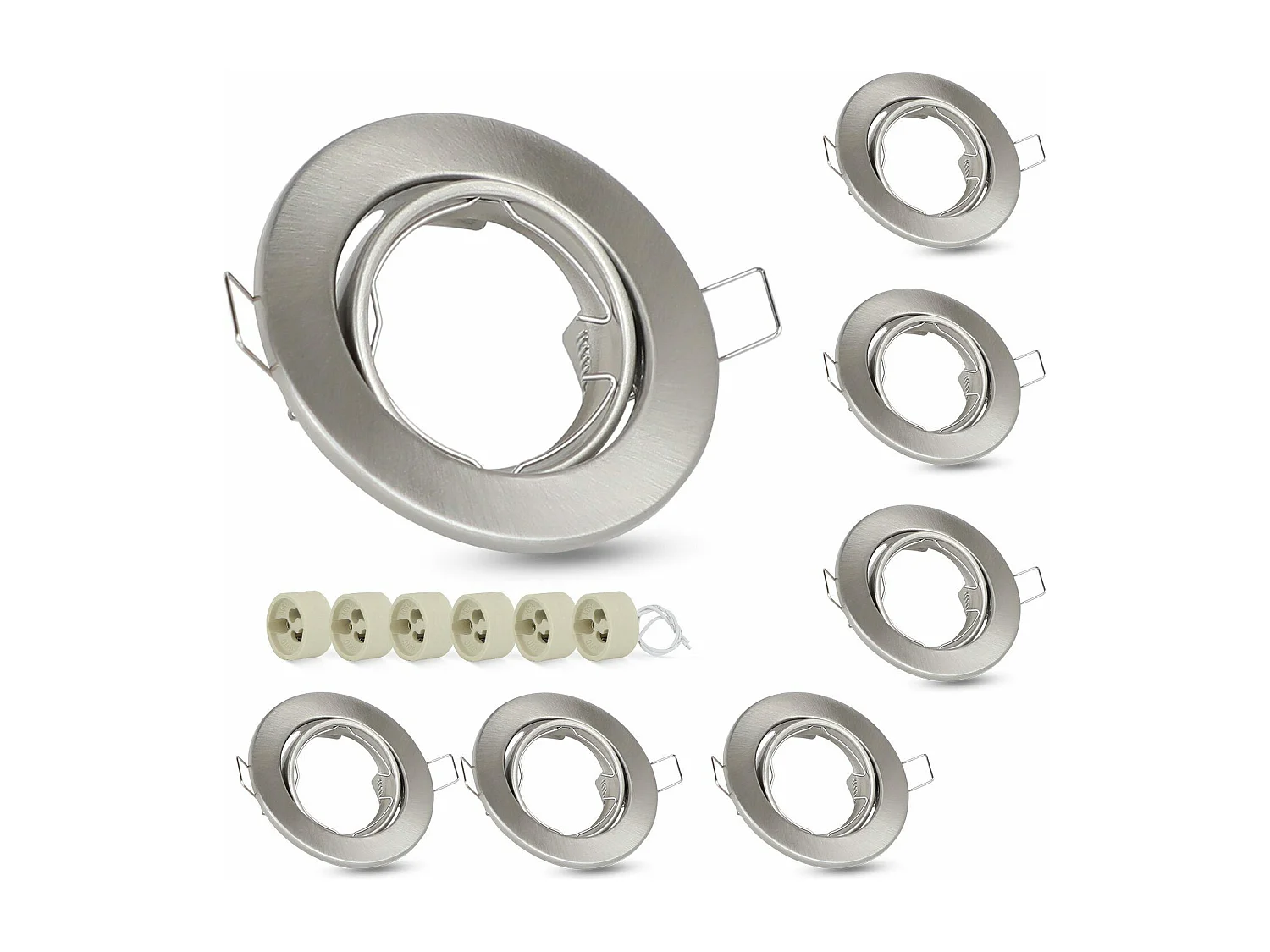 6er-Set Einbaustrahler Gu10 Sockel 230 V Rahmenleuchte 50 mm Aluminium 30° verstellbar Strahler