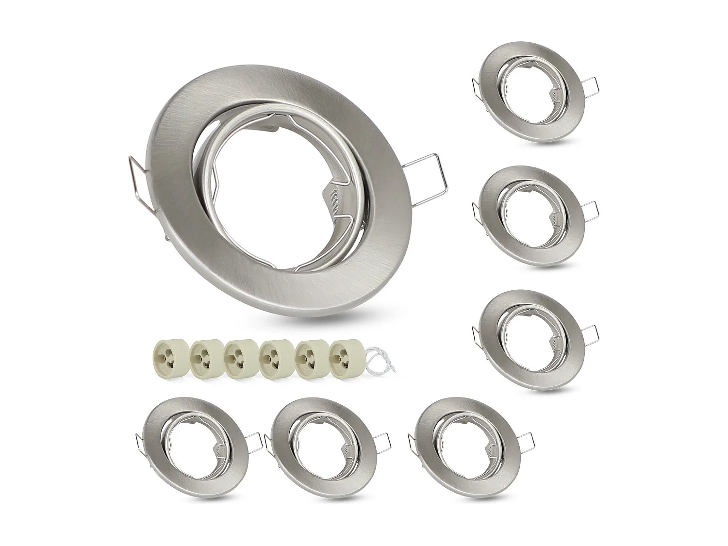 NETTLIFE Kit 6 Spots Encastrables Culot GU10 Cadre 230 V Lumière 50 mm Aluminium Spot Orientable 30° pour Ampoules Halogènes LED