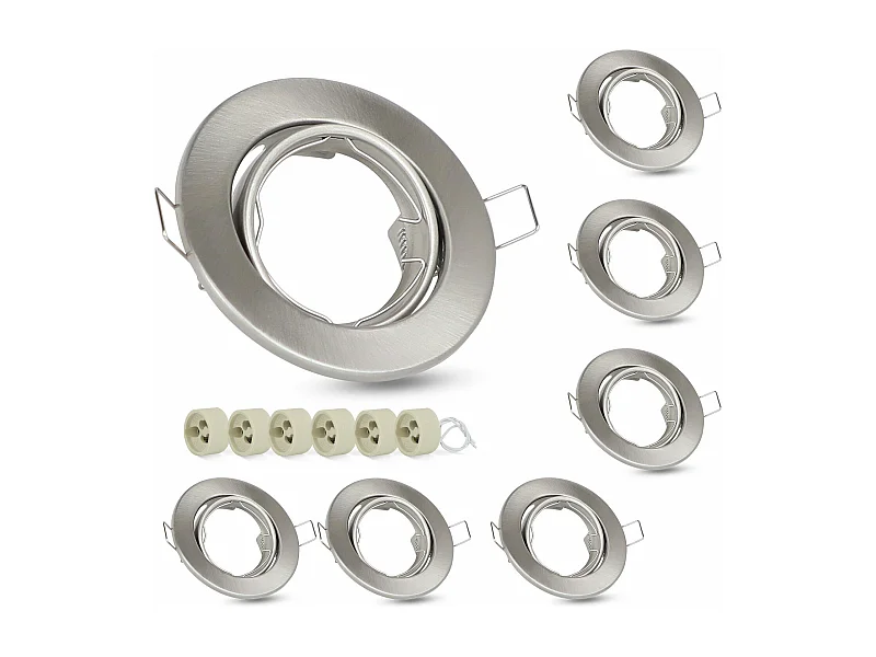 NETTLIFE Kit 6 Spots Encastrables Culot GU10 Cadre 230 V Lumière 50 mm Aluminium Spot Orientable 30° pour Ampoules Halogènes LED