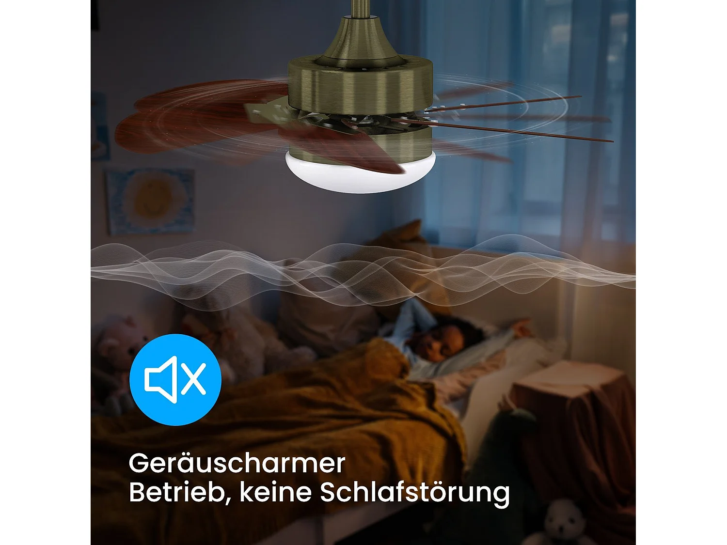 NETTLIFE Ventilateur de plafond blanc avec éclairage, télécommande, silencieux, avec minuterie, 6 pales, pour chambre à coucher