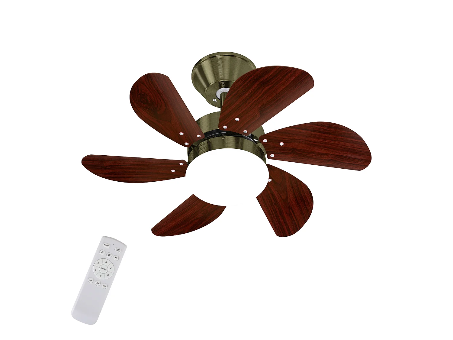 NETTLIFE Ventilateur de plafond marron avec éclairage, télécommande, silencieux, avec minuterie, 6 pales, pour chambre à coucher