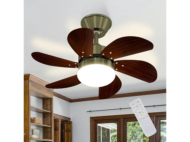 NETTLIFE Ventilateur de plafond blanc avec éclairage, télécommande, silencieux, avec minuterie, 6 pales, pour chambre à coucher