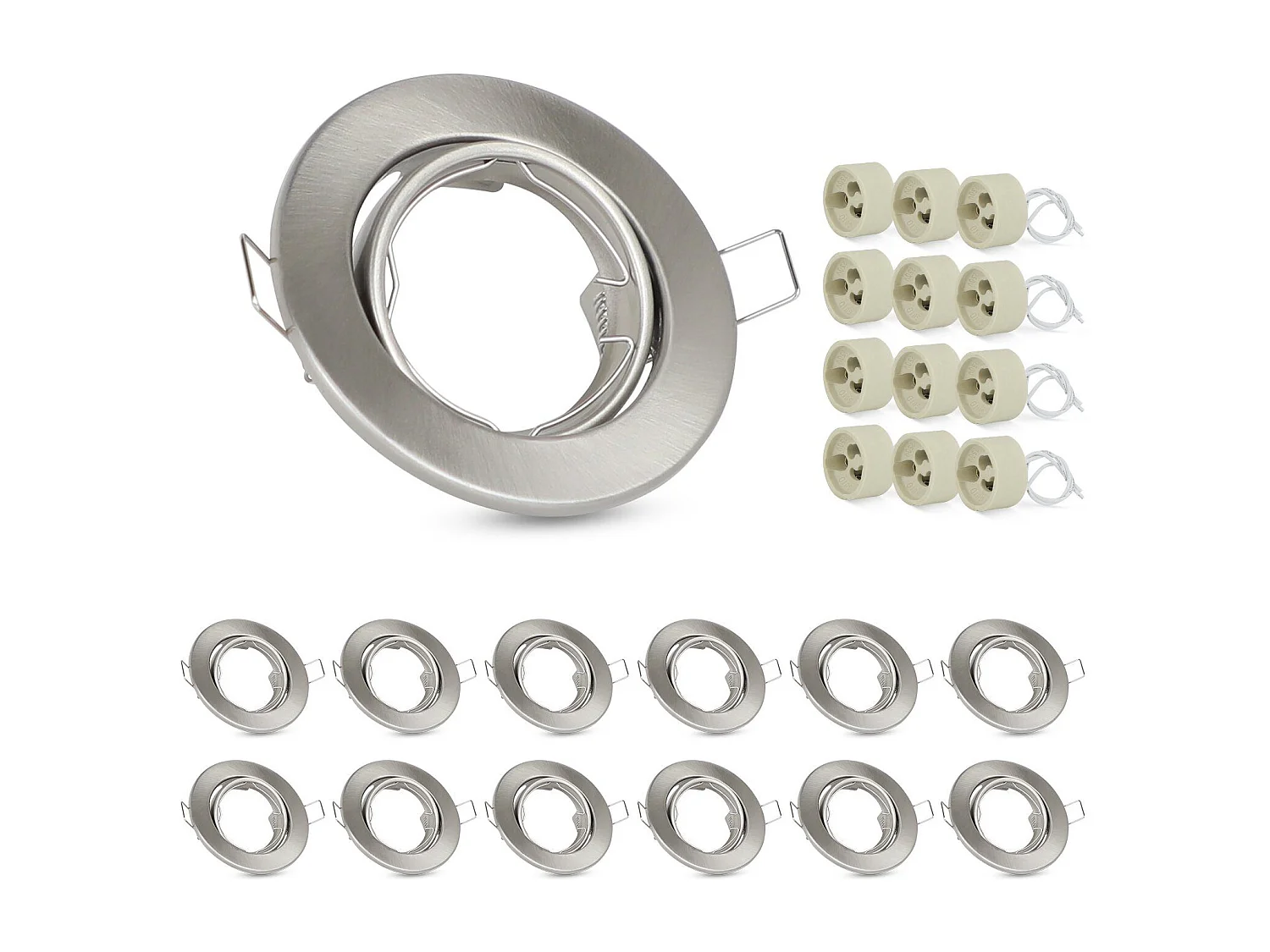NETTLIFE Kit 12 Spots Recessed GU10 Sockets 230 V 50 mm Light Frame Recessed Swivelling 30° for LED Halogen
