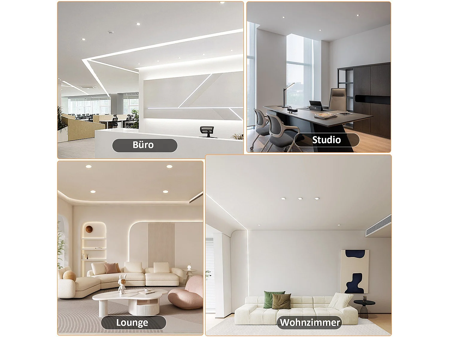 NETTLIFE Kit 12 Spots Recessed GU10 Sockets 230 V 50 mm Light Frame Recessed Swivelling 30° for LED Halogen