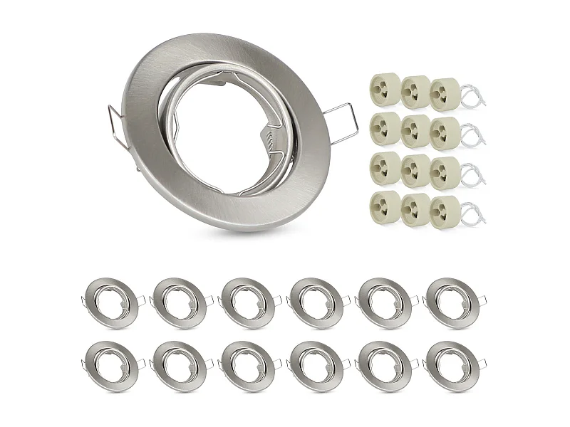 NETTLIFE Kit 12 Spots Recessed GU10 Sockets 230 V 50 mm Light Frame Recessed Swivelling 30° for LED Halogen
