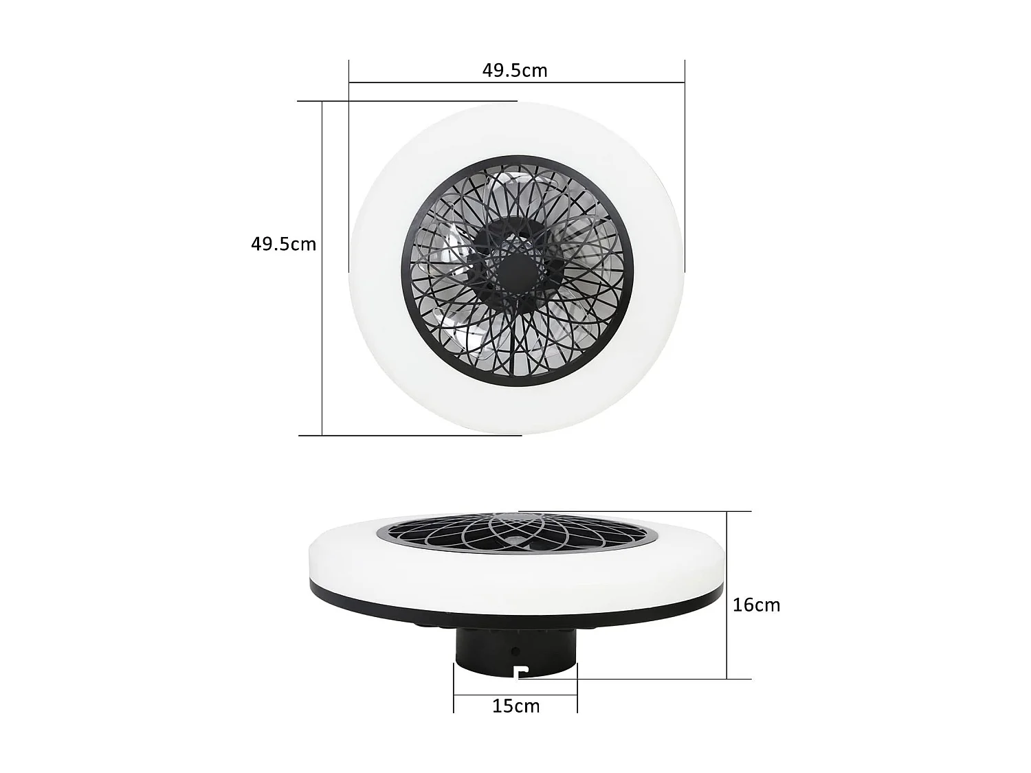 NETTLIFE Ventilateur de plafond LED avec éclairage - 49,5cm Moderne, grand & silencieux, télécommande, minuterie, 3000K-6000K dimmable