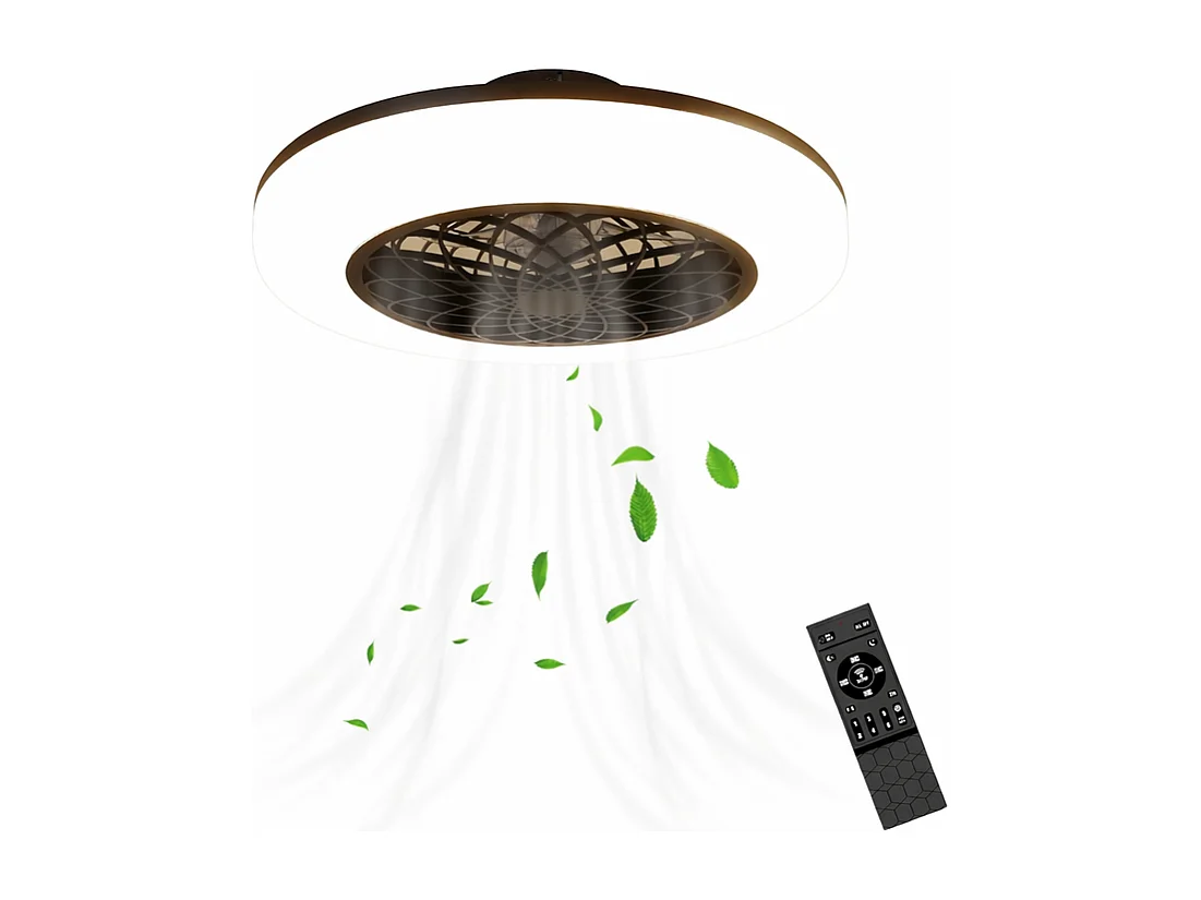 NETTLIFE Ventilateur de plafond LED avec éclairage - 49,5cm Moderne, grand & silencieux, télécommande, minuterie, 3000K-6000K dimmable
