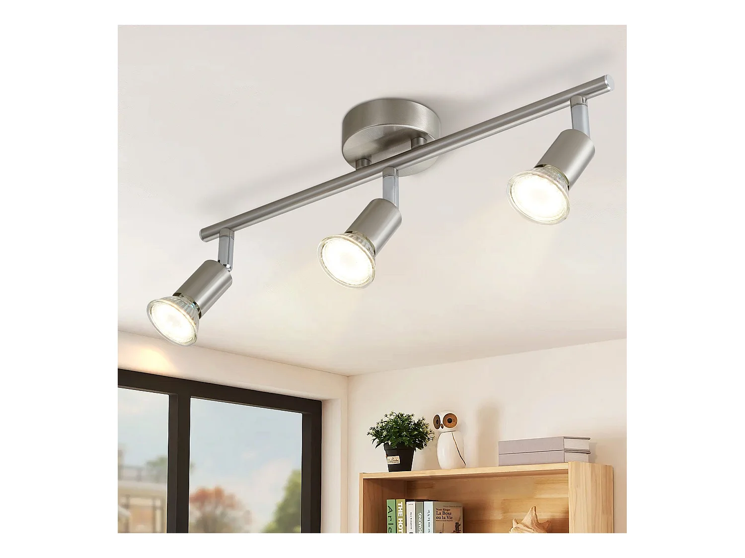NETTLIFE 3 Spots de plafond couloir moderne GU10 pivotants à 330°lampe rotative en acier inoxydable pour salon chambre cuisine (sans ampoule)