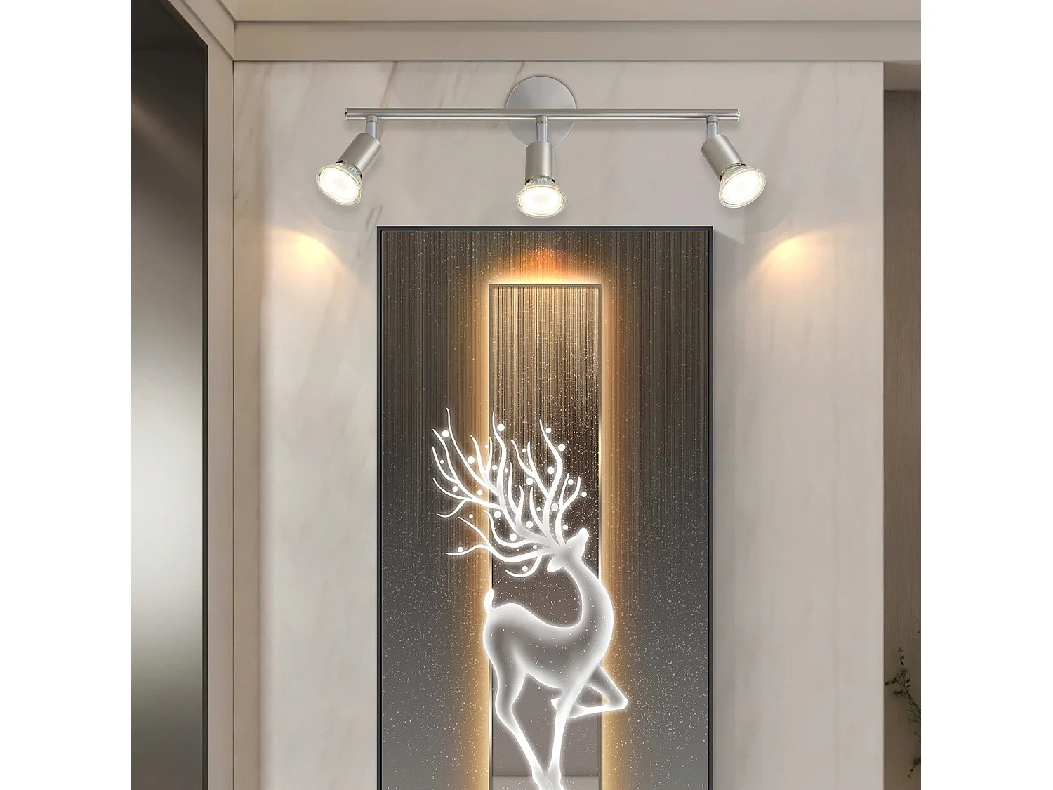 NETTLIFE 3 Spots de plafond couloir moderne GU10 pivotants à 330°lampe rotative en acier inoxydable pour salon chambre cuisine (sans ampoule)