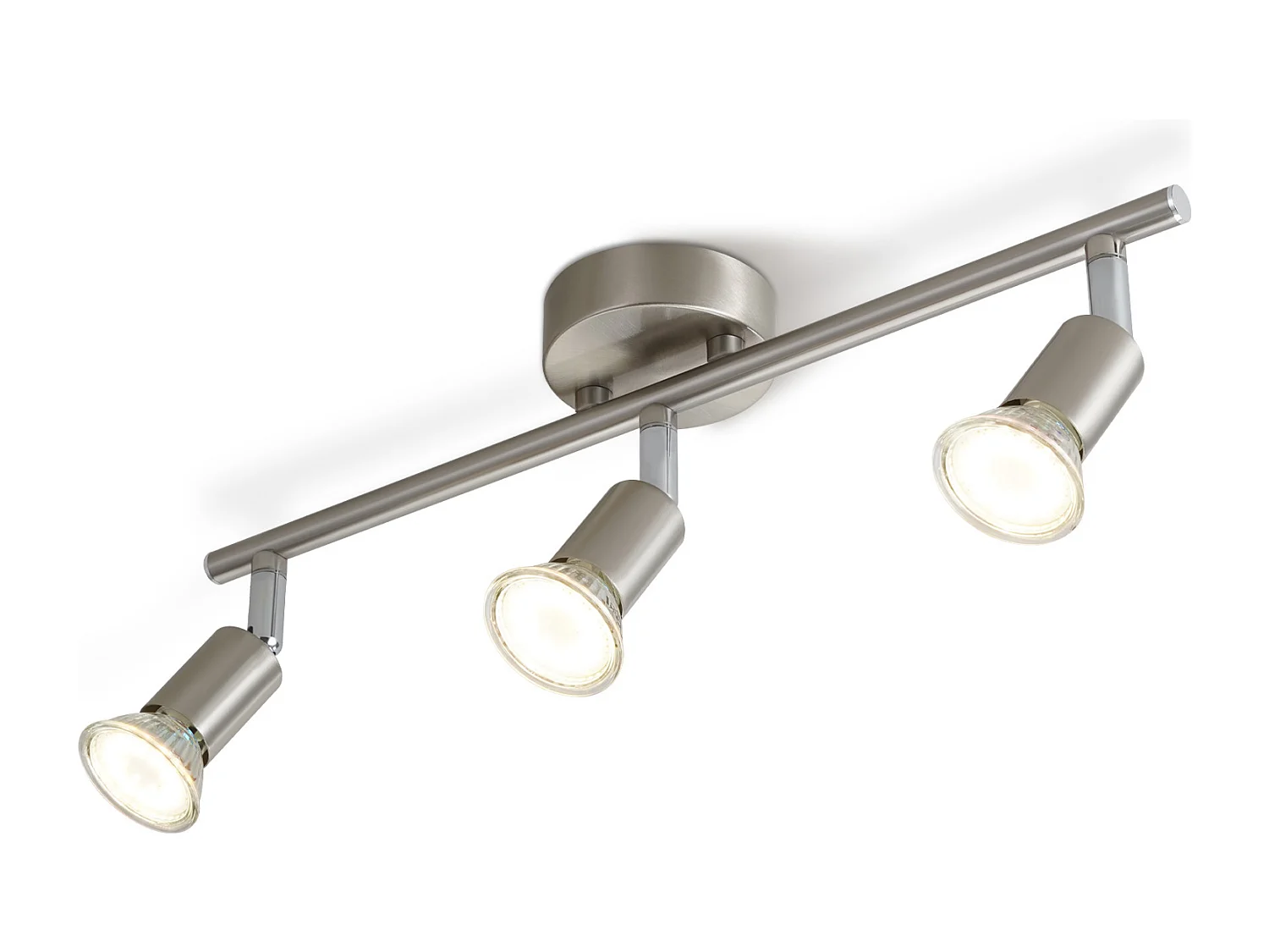 NETTLIFE 3 Spots de plafond couloir moderne GU10 pivotants à 330°lampe rotative en acier inoxydable pour salon chambre cuisine (sans ampoule)