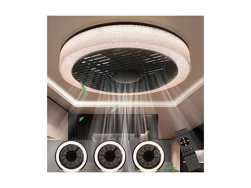NETTLIFE LED-Deckenventilator mit Licht – 39,5 cm, modern, groß und leise, Fernbedienung, Timer, 34 W, 3000 K-6000 K dimmbar