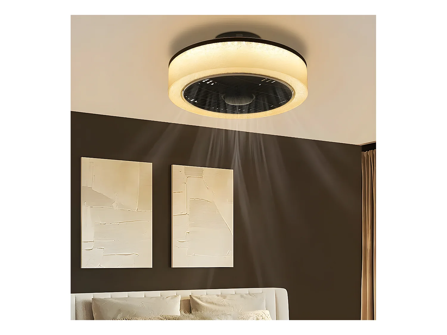 NETTLIFE LED-Deckenventilator mit Licht – 39,5 cm, modern, groß und leise, Fernbedienung, Timer, 34 W, 3000 K-6000 K dimmbar