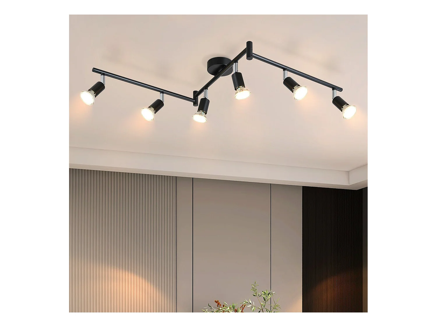 NETTLIFE 6 Spots de plafond en métal GU10 noir orientables à 330° pour cuisine salon chambre
