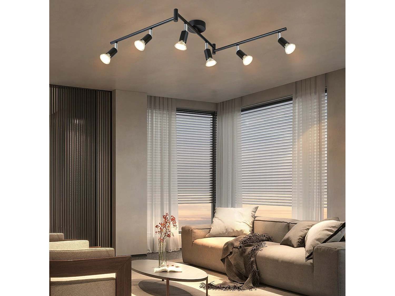 NETTLIFE 6er Deckenstrahler GU10 Metall, 330° drehbar, für Küche, Wohnzimmer, Schlafzimmer