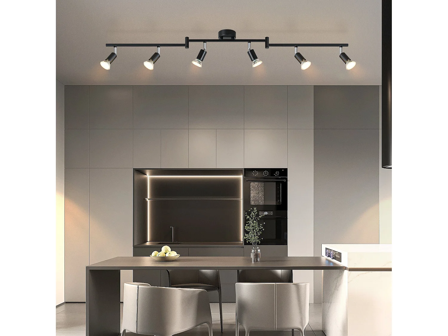 NETTLIFE 6er Deckenstrahler GU10 Metall, 330° drehbar, für Küche, Wohnzimmer, Schlafzimmer