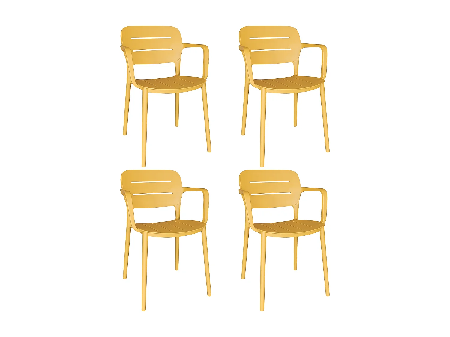 Now's Home - Lot De 4 Fauteuils De Table Jaune Exterieur En Polypropylene