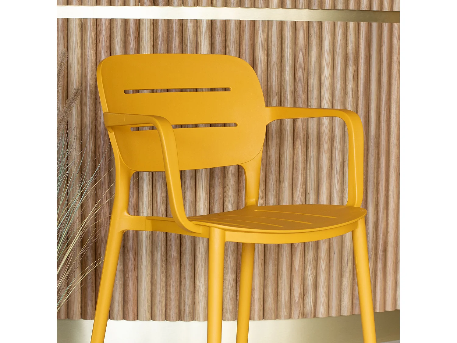 Now's Home - Lot De 4 Fauteuils De Table Jaune Extérieur En Polypropylène