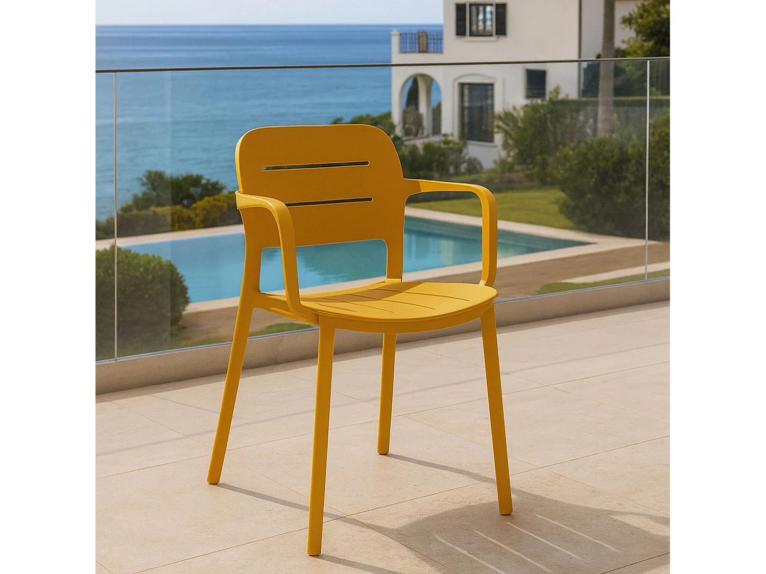 Now's Home - Lot De 4 Fauteuils De Table Jaune Extérieur En Polypropylène