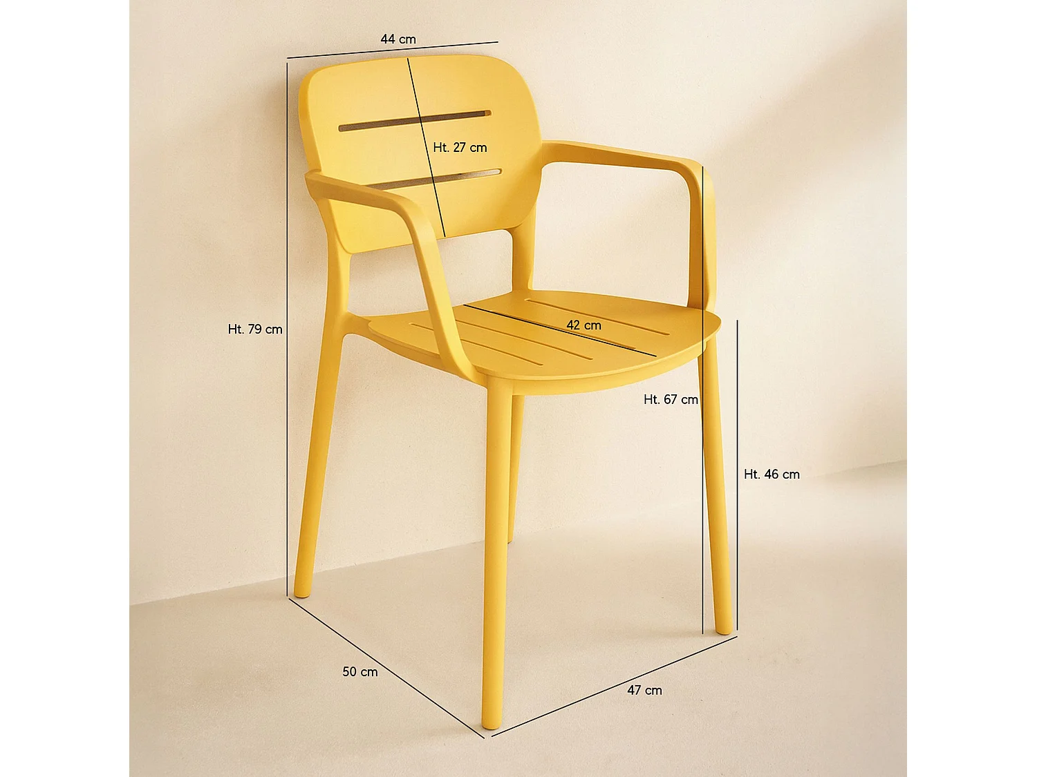 Now's Home - Lot De 4 Fauteuils De Table Jaune Extérieur En Polypropylène