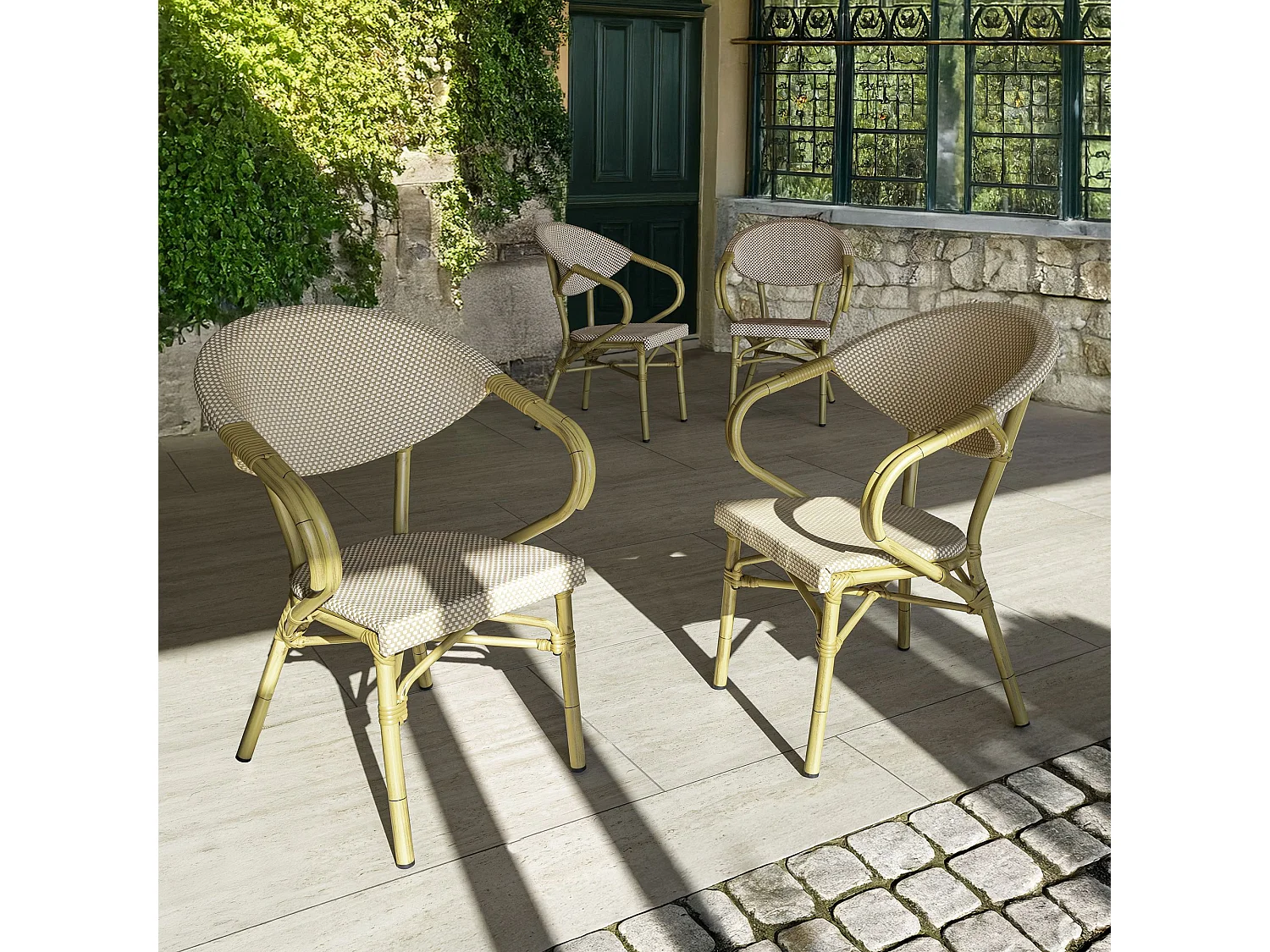 Now's Home - Lot De 2 Fauteuils De Table Exterieur En Textilene Beige