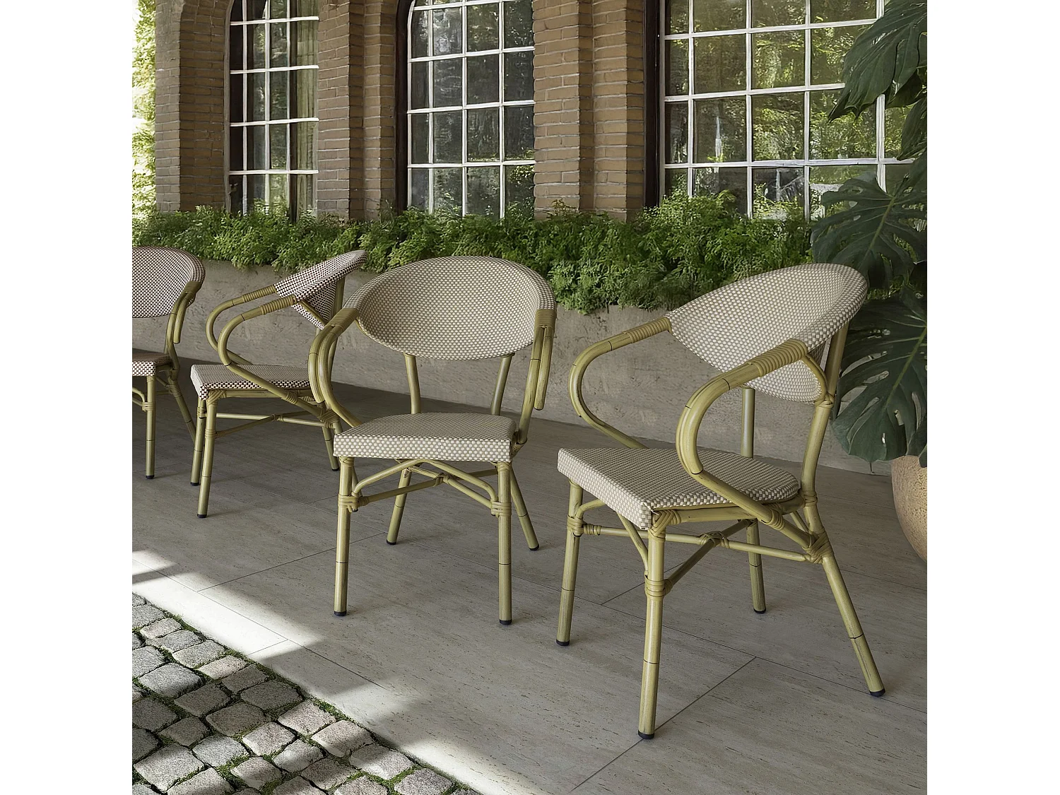 Now's Home - Lot De 2 Fauteuils De Table Exterieur En Textilene Beige