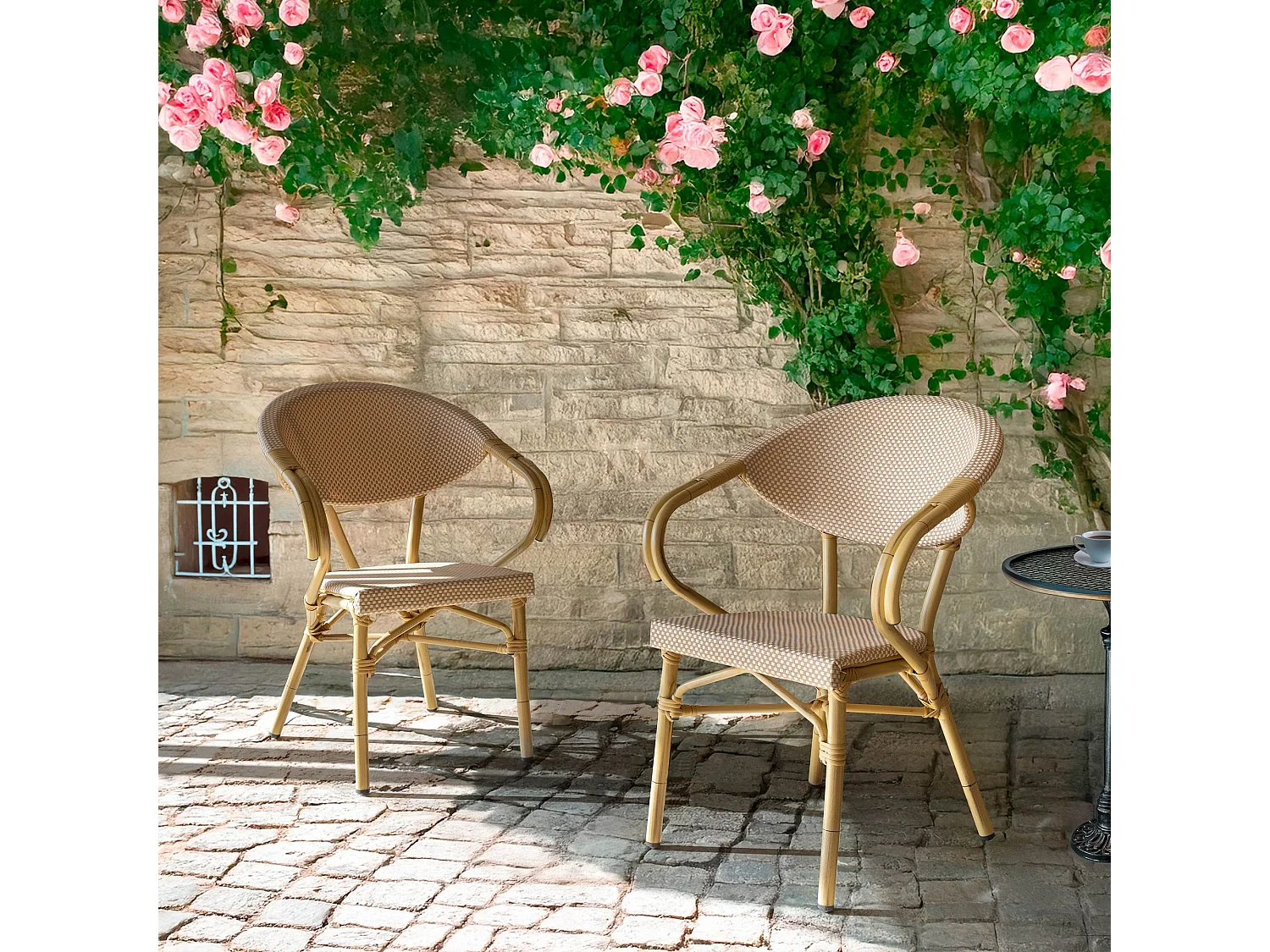 Now's Home - Lot De 2 Fauteuils D'exterieur Beige Avec Structure En Aluminium Amalfi