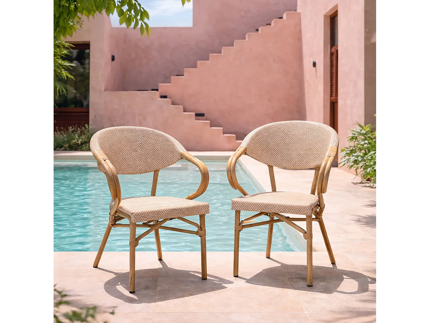 Now's Home - Lot De 2 Fauteuils De Terrasse Beige Avec Structure En Aluminium Amalfi