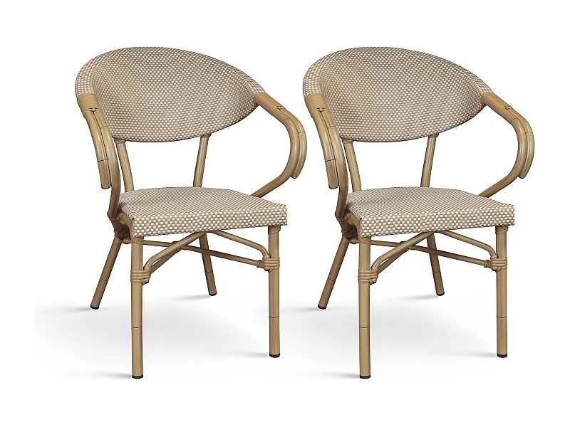 Now's Home - Lot De 2 Fauteuils De Terrasse Beige Avec Structure En Aluminium Amalfi