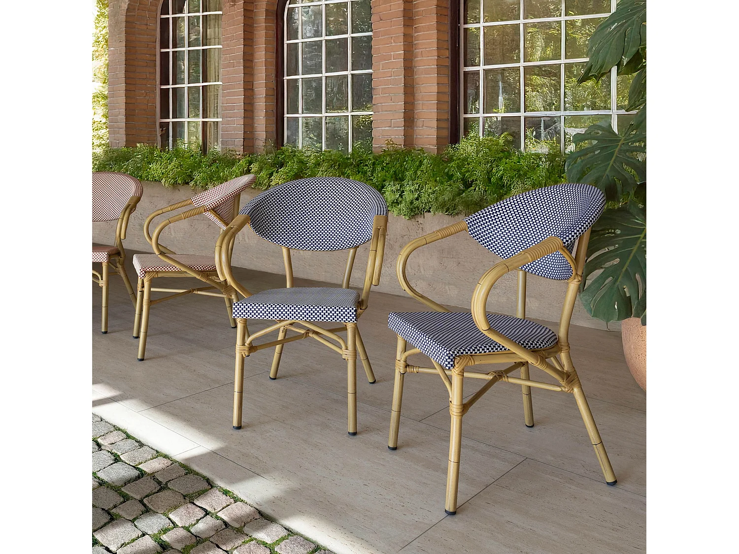 Now's Home - Lot De 2 Fauteuils De Table Exterieur En Textilene Bleu