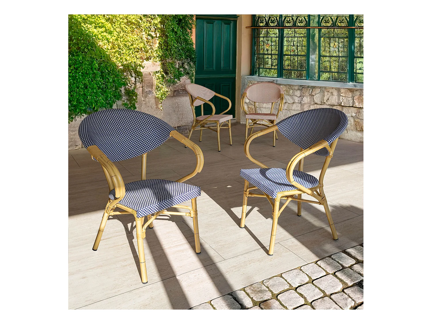 Now's Home - Lot De 2 Fauteuils De Table Exterieur En Textilene Bleu
