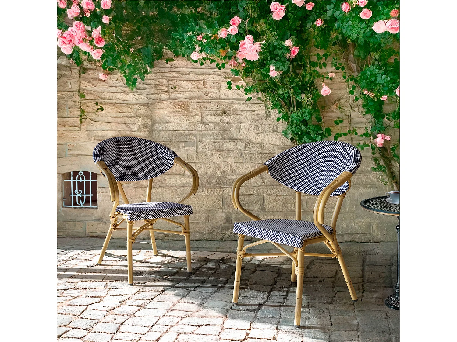 Now's Home - Lot De 2 Fauteuils De Table Exterieur En Textilene Bleu