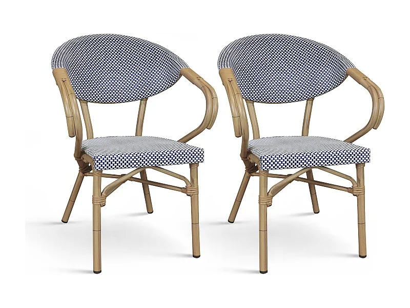 Now's Home - Lot De 2 Fauteuils De Terrasse Bleu Avec Structure En Aluminium Amalfi