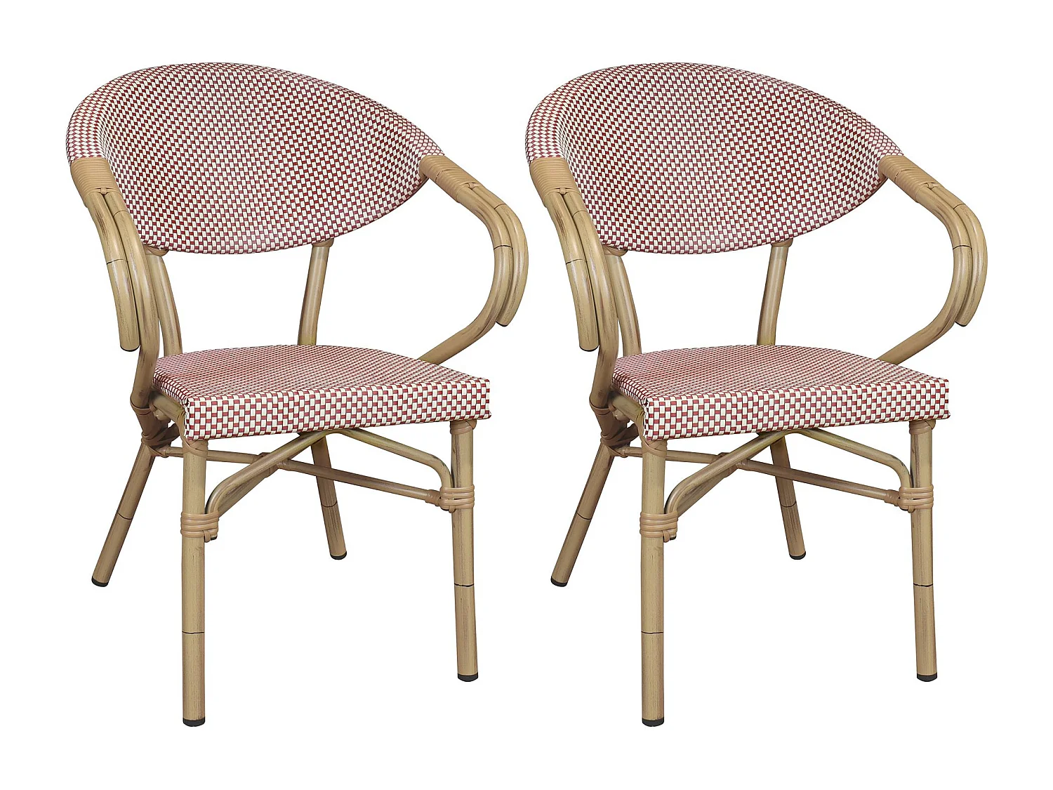 Now's Home - Lot De 2 Fauteuils De Table Exterieur En Textilene Rouge