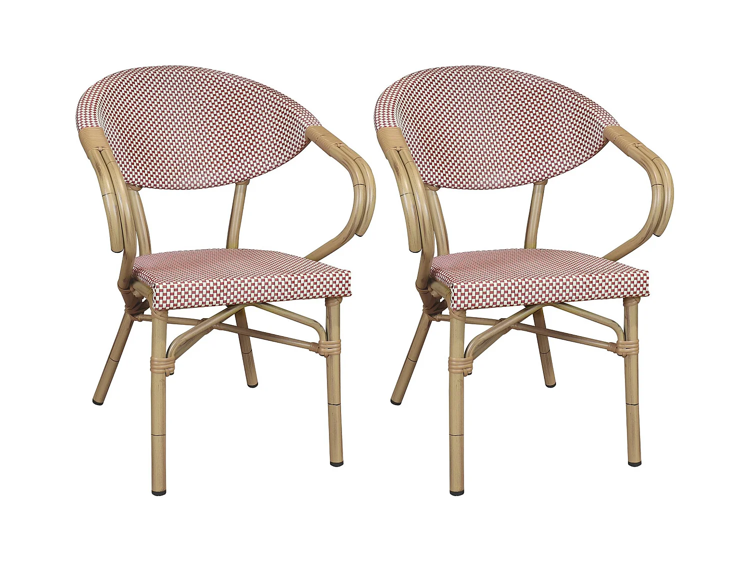 Now's Home - Lot De 2 Fauteuils De Table Exterieur En Textilene Rouge