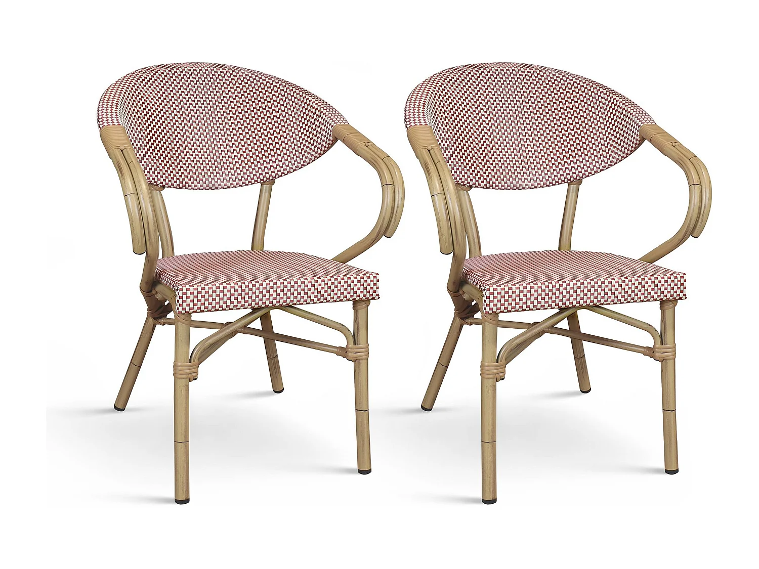 Now's Home - Lot De 2 Fauteuils De Terrasse Rouge Avec Structure En Aluminium Amalfi