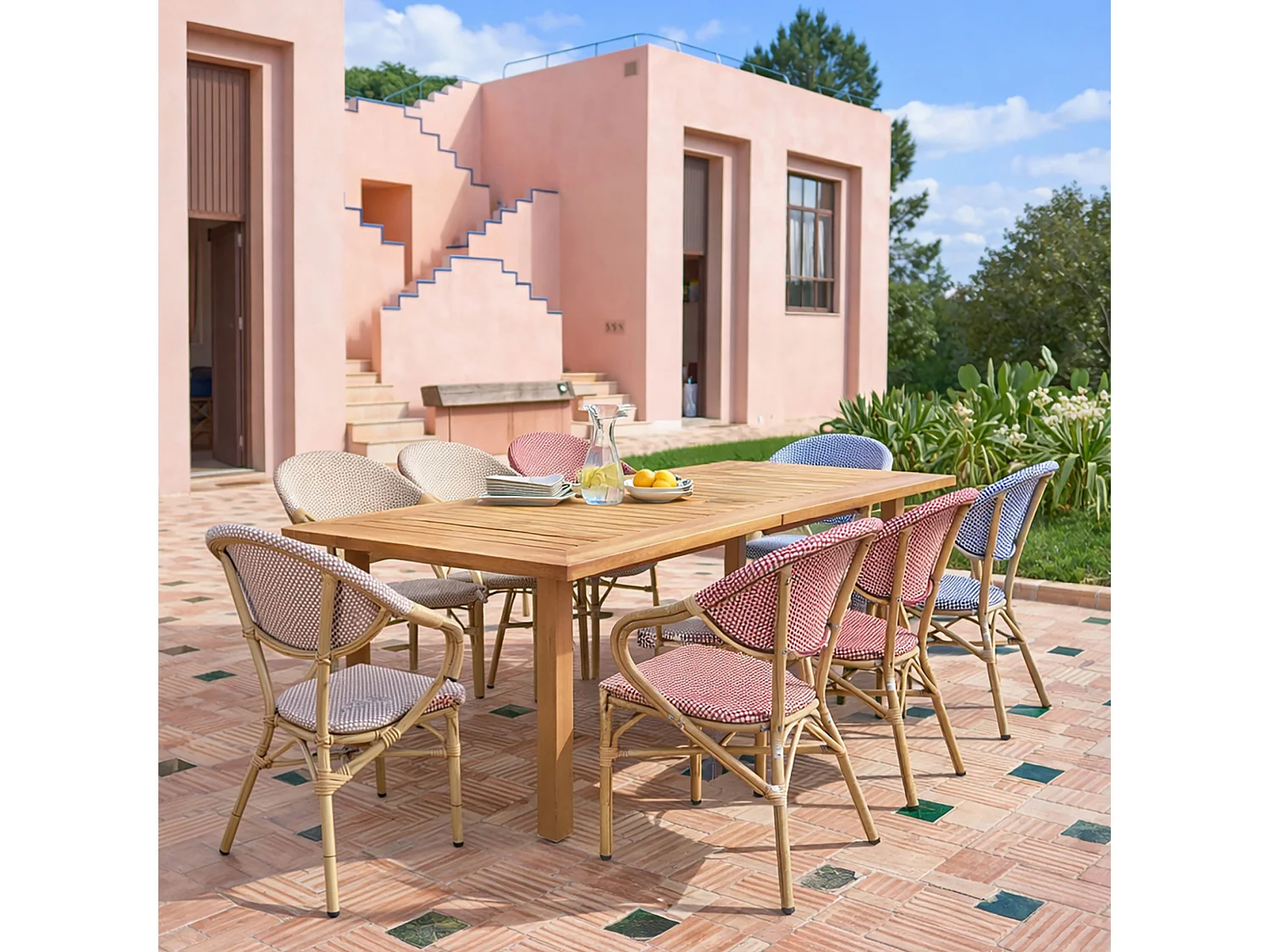 Now's Home - Lot De 2 Fauteuils De Terrasse Rouge Avec Structure En Aluminium Amalfi