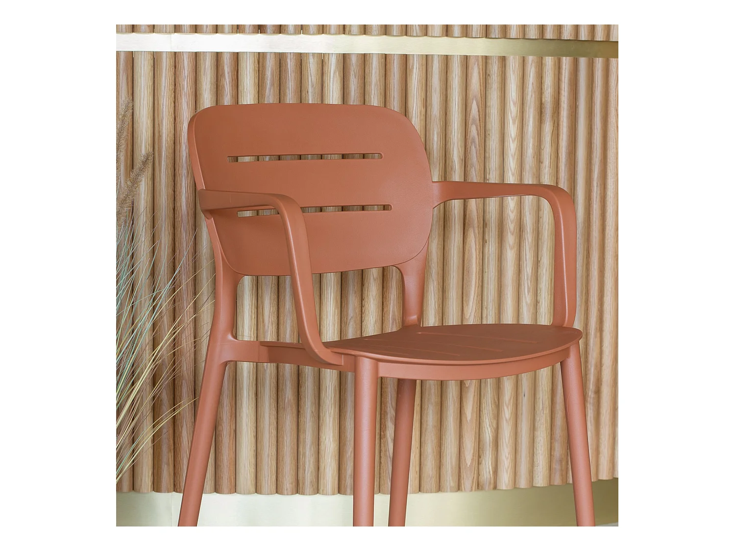 Now's Home - Lot 4 Fauteuils De Table Terracotta Exterieur Polypropylene