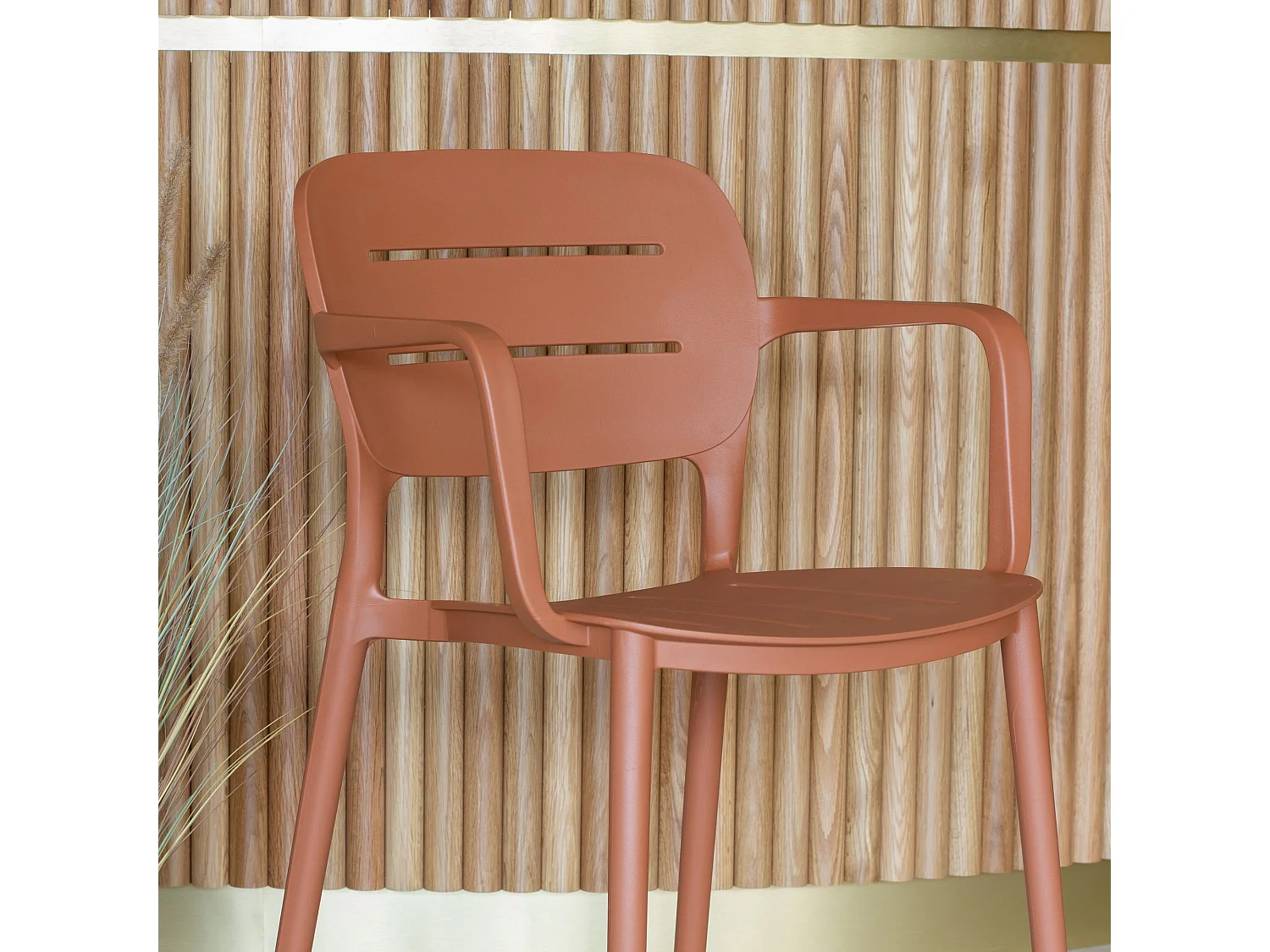 Now's Home - Lot 4 Fauteuils De Table Terracotta Exterieur Polypropylene