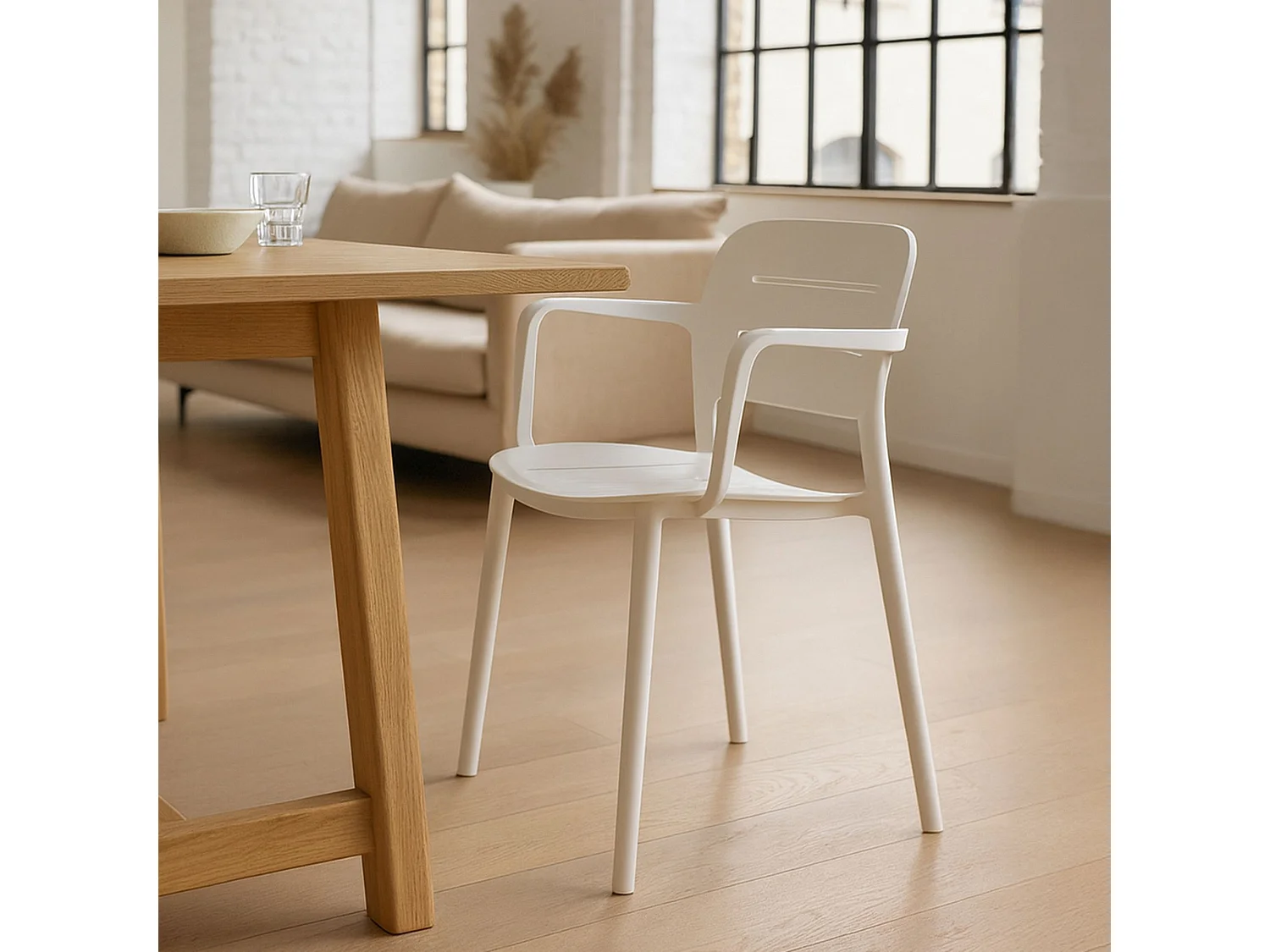 Now's Home - Lot De 4 Fauteuils De Table Blanc En Polypropylène