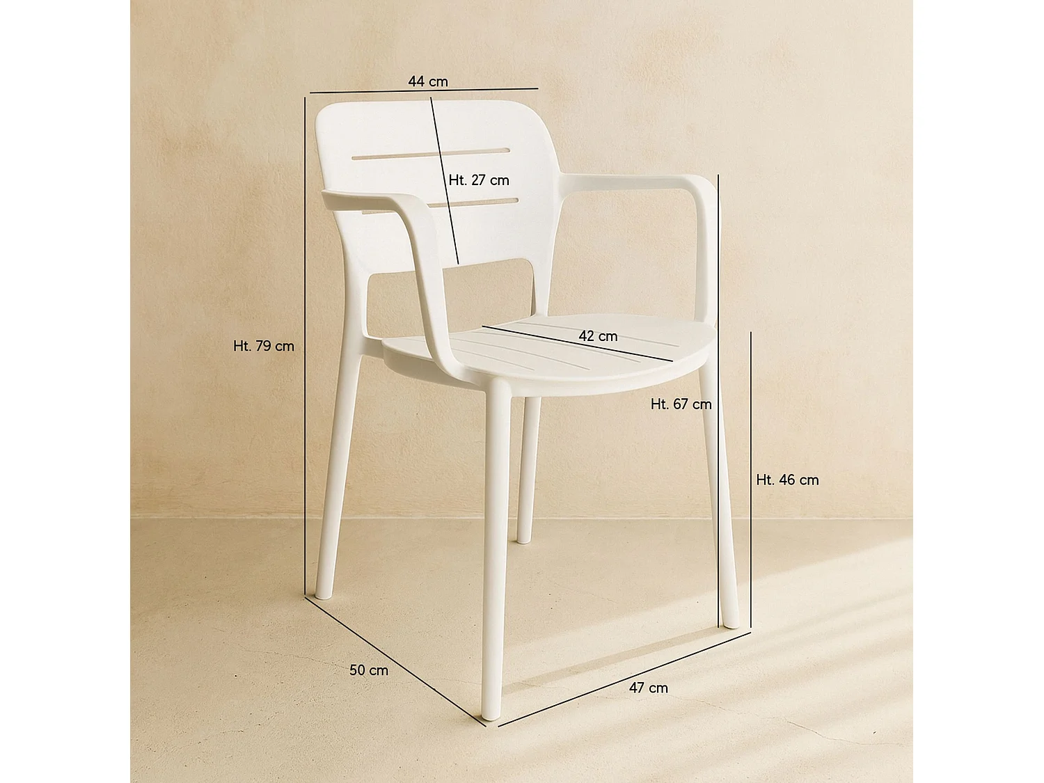 Now's Home - Lot De 4 Fauteuils De Table Blanc En Polypropylène