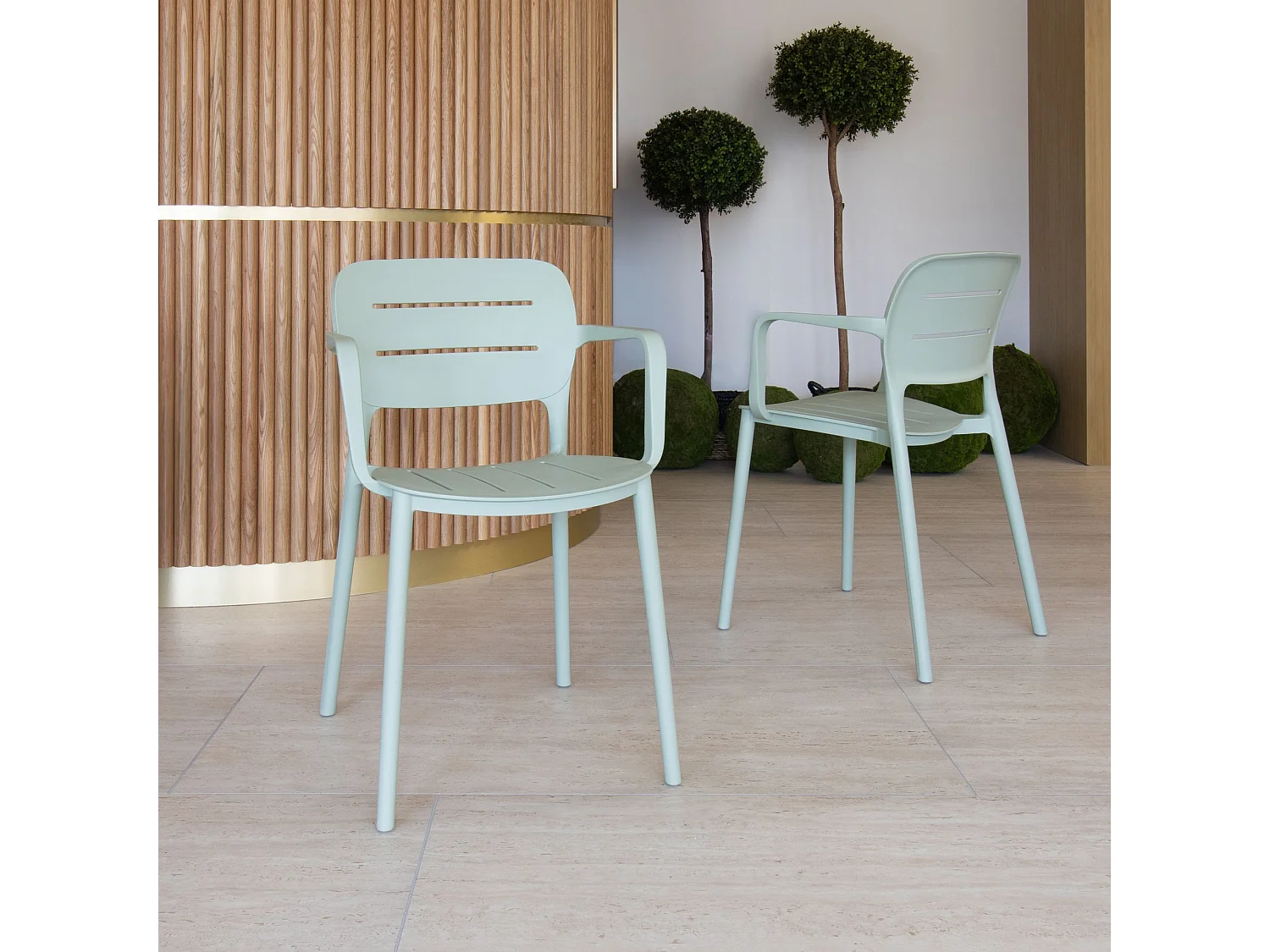 Now's Home - Lot De 4 Fauteuils De Table Vert Exterieur En Polypropylene