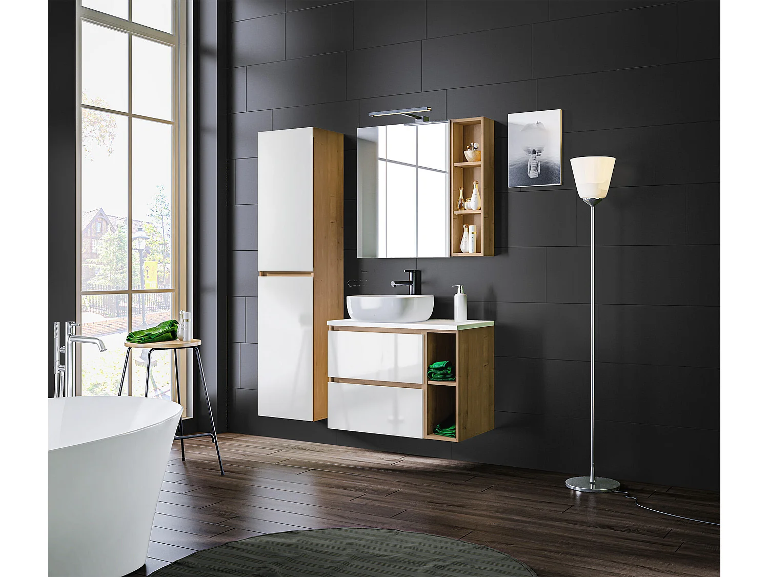 Armoire Sous Lavabos MONAKO CUW60 2D 60x46x57 Blanc